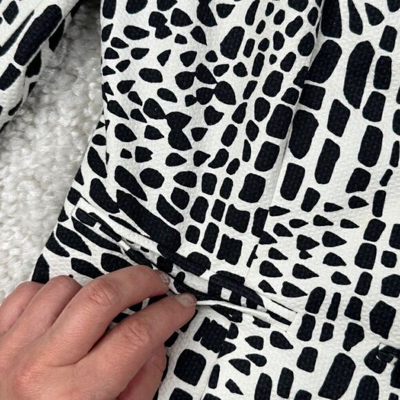 Lafayette 148 New York Black White Pebbled Print Blazer - Picture 3 of 8